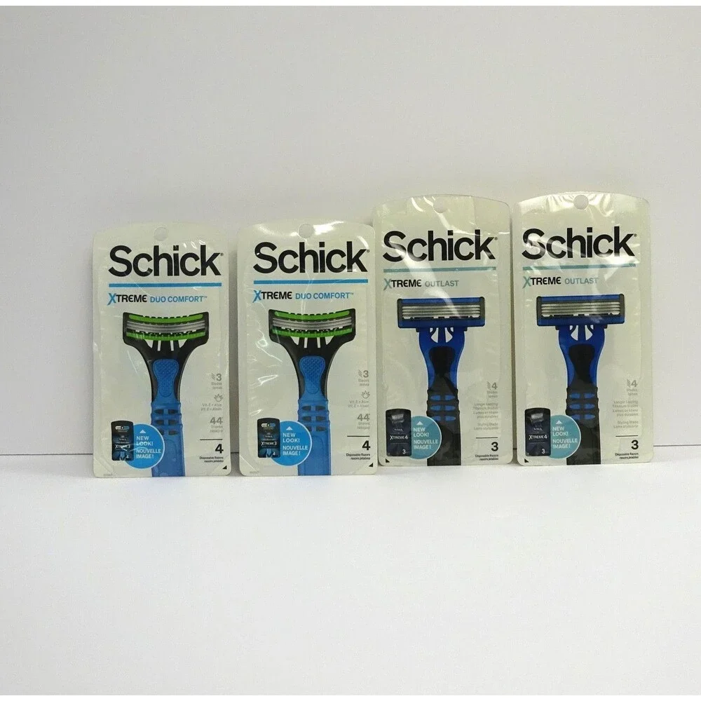 Lot of 4 Schick Xtreme Disposable Razors Duo Comfort & Outlast 4-Pack New Sealed